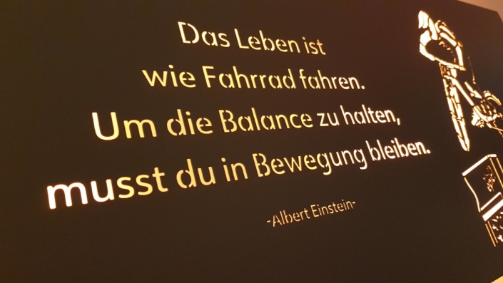 Spruch von Alber Einstein auf Lichtschild